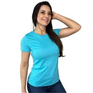 CAMISETA FEMININA LISA AZUL TURQUESA