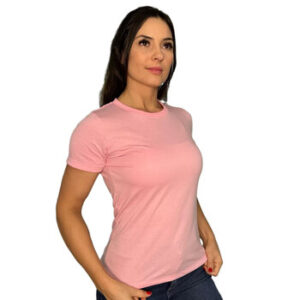 CAMISETA FEMININA LISA ROSA CLARO